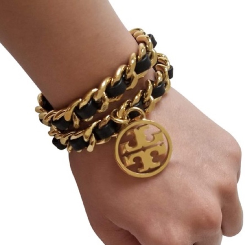 Tory Burch Metallic Chain Double Wrap Bracelet NWT